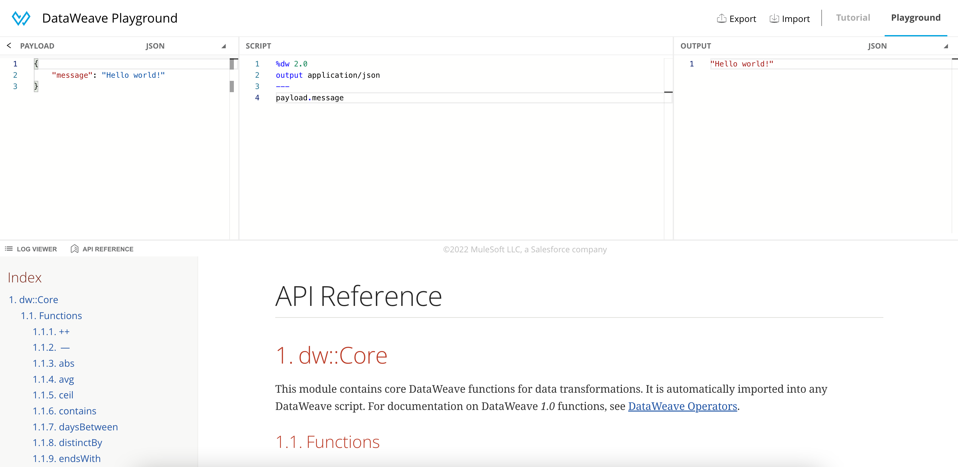 mule dataweave get started playground 1